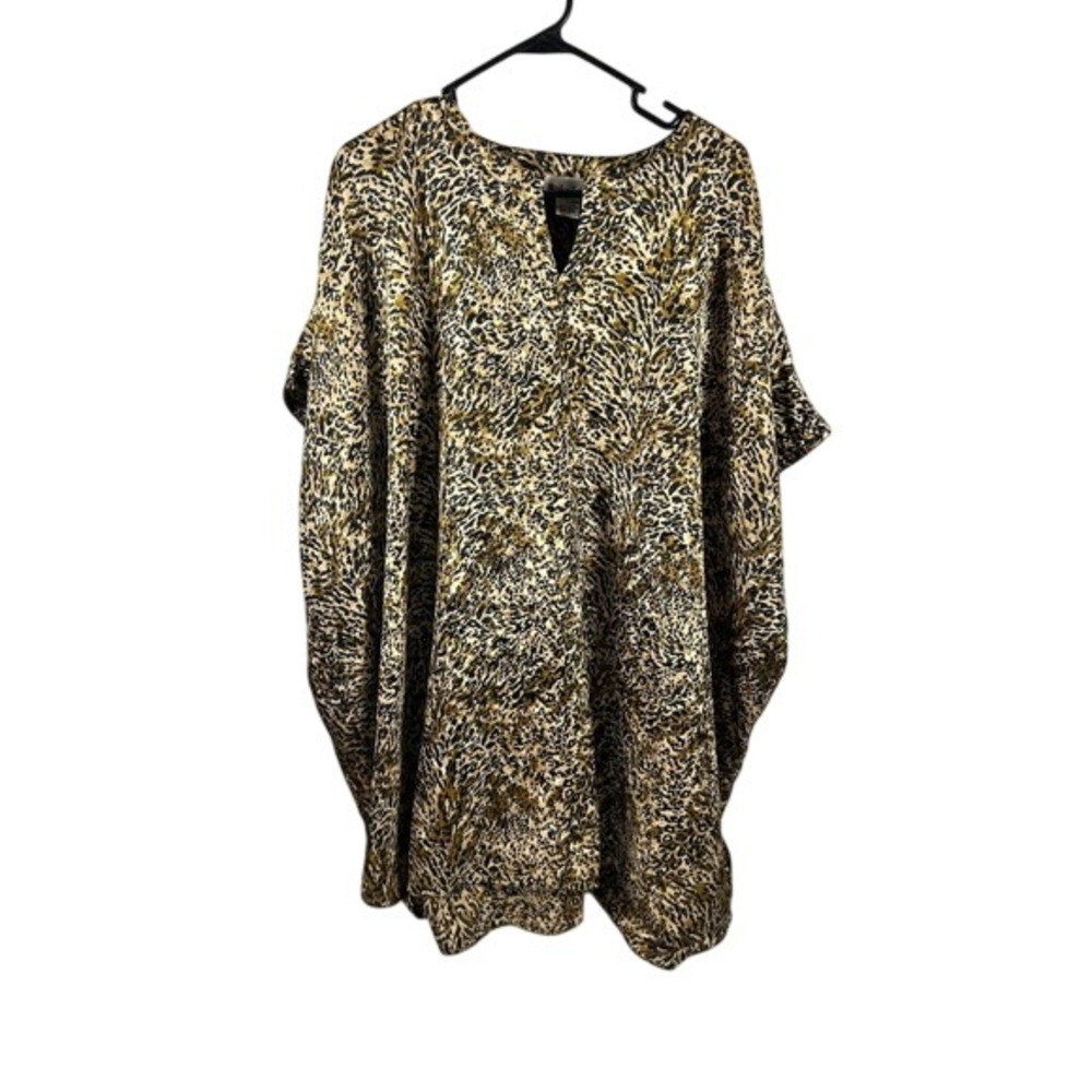 SITA‎ Kaftan Top One Size Gold Black Leopard Print Batwing Tunic Womens